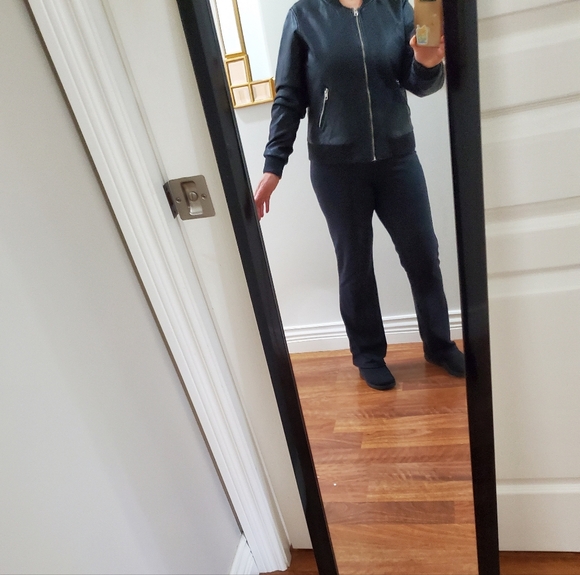 RD  Style Faux Leather Bomber Jacket fits sz Large - Picture 9 of 9